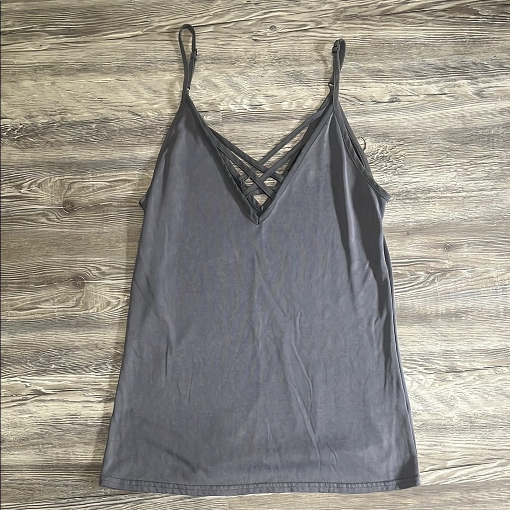 Buckle Gray Strappy Tank Top